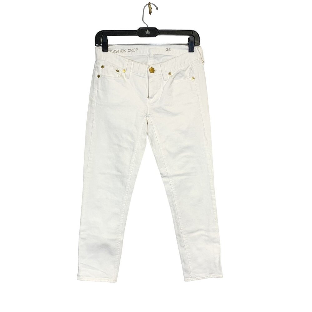J. Crew Women's Low Rise Matchsticks Crop Stretch Skinny White Denim Jeans Sz 25